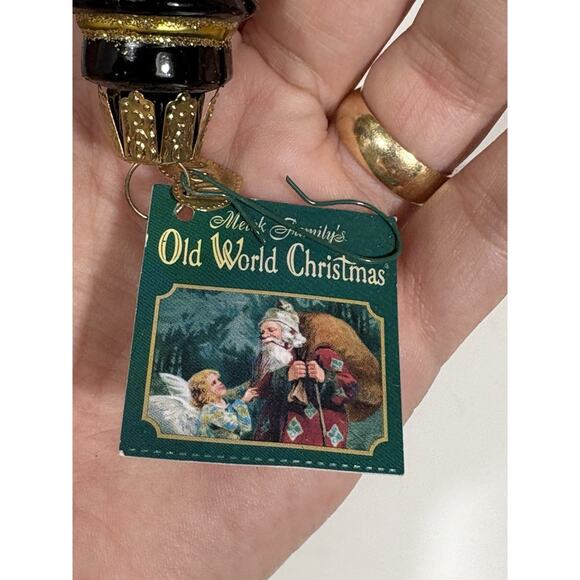 OWC Old World Christmas Blown Glass Top Hat Turtle #12028 sitting reptile W Tag - Picture 3 of 7